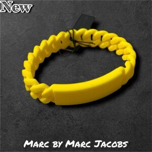 New Marc By Marc Jacobs Standard Supply Braided Silicone Bracelet Safety Yellow